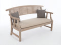 Gartenbank Massivholz Stoff 150x65x92 cm - Natur-Beige - Zweiersitzbank mit Armlehnen und Sitzpolster