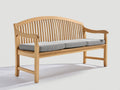 Gartenbank Massivholz Stoff 150x60x90 cm - Natur-Hellgrau - Dreisitzer mit Armlehnen und Sitzpolstern