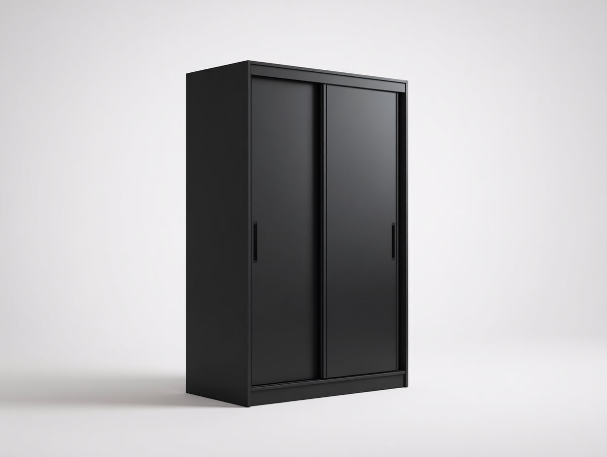 Kleiderschrank Holzwerkstoff 120x60x200 cm - Schwarz - Moderner Schiebetürenschrank mit 2 Türen