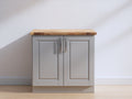 Sideboards Holzwerkstoff Holz 90x40x90 cm - Grau-Natur - Kompaktes Sideboard mit 2 Türen