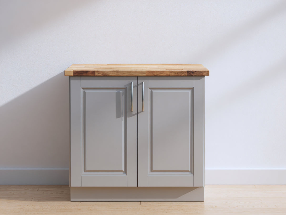 Sideboards Holzwerkstoff Holz 90x40x90 cm - Grau-Natur - Kompaktes Sideboard mit 2 Türen