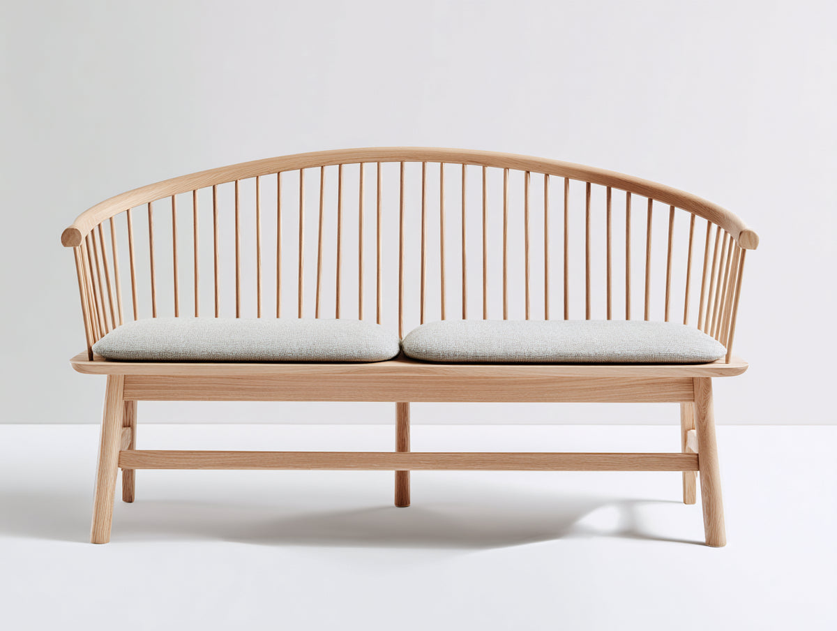 Gartenbank Holz 180 x 68 x 95 cm - Natur-Beige - 3 Sitzer geschwungenes Latten Design