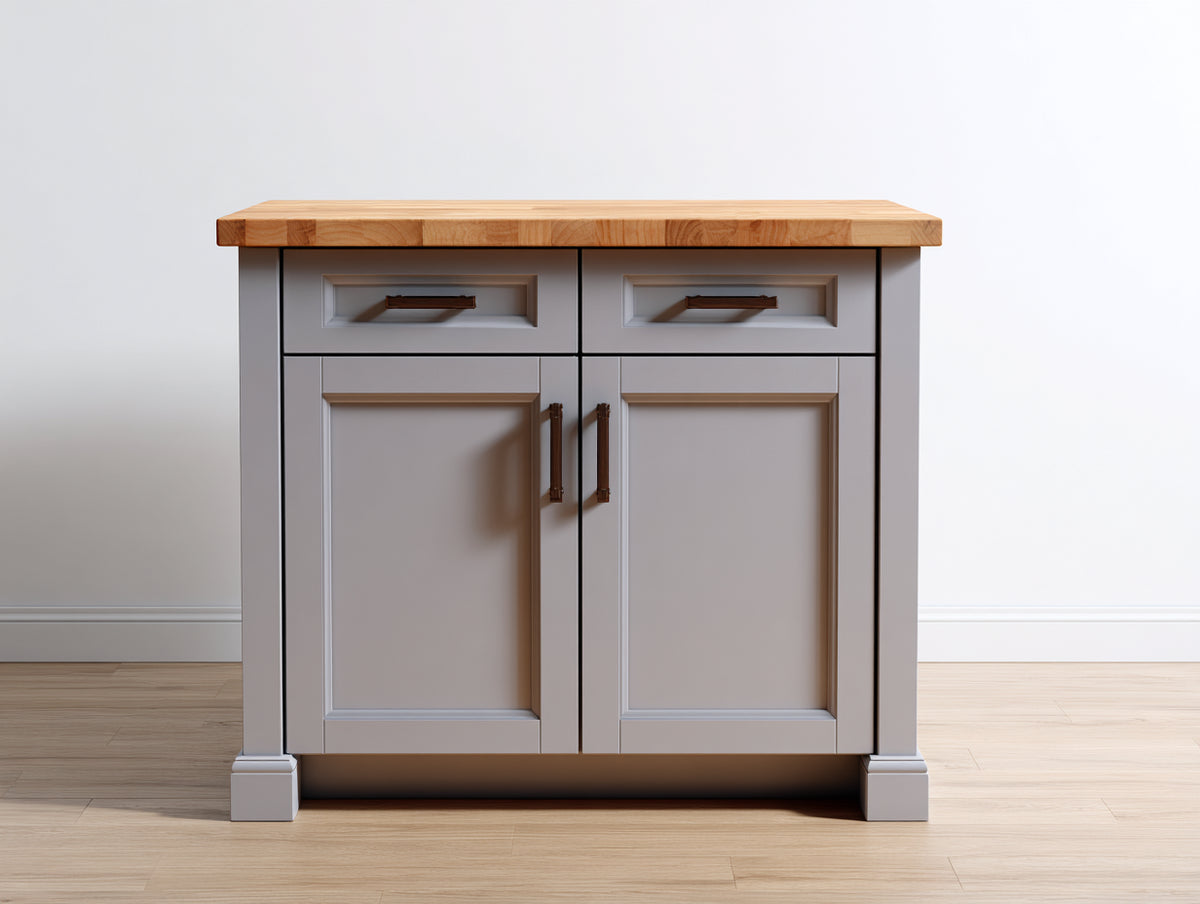Sideboards Holzwerkstoff Holz 100x40x90 cm - Grau-Natur - Modernes Sideboard mit 2 Türen und 2 Schubladen