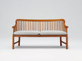 Gartenbank Massivholz Stoff 160x62x88 cm - Braun-Hellgrau - Dreisitzer mit Armlehnen und 2 Sitzpolstern