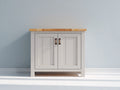 Sideboards Holzwerkstoff 90x40x85 cm - Weiß und Natur - 2 Türen Landhaus Design