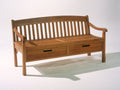 Gartenbank Massivholz 150x60x90 cm - Braun - Dreisitzer mit Armlehnen und 2 Schubladen