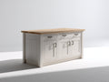 Sideboards Holzwerkstoff 150 x 45 x 90 cm - Weiß-Natur - 3 Türen und 3 Schubladen Landhausdesign