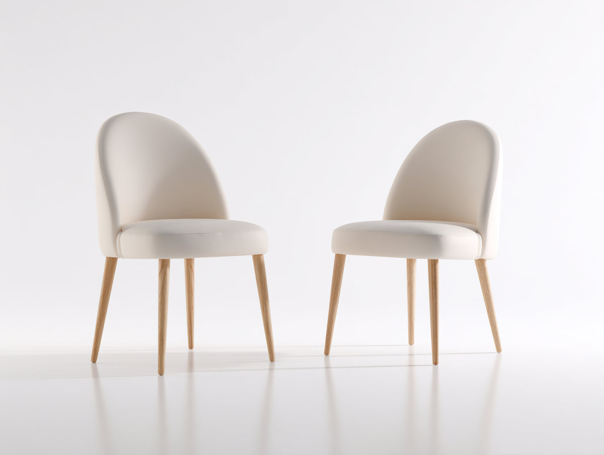 Esszimmerstühle Lederoptik 56 x 58 x 84 cm - Cremeweiß-Natur - 2er Set modernes Design