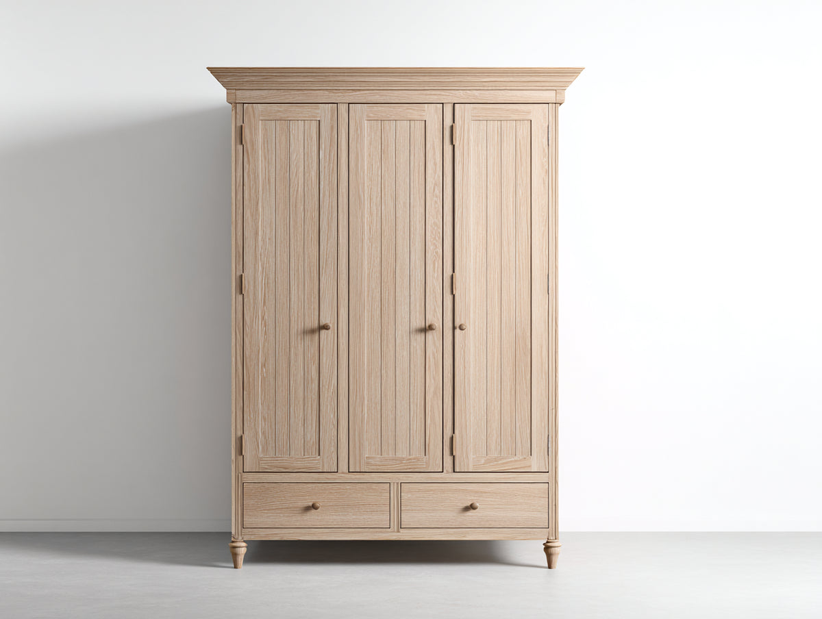 Kleiderschrank Holz 150 x 58 x 195 cm - Natur - 3 Türen und 2 Schubladen für Schlafzimmer