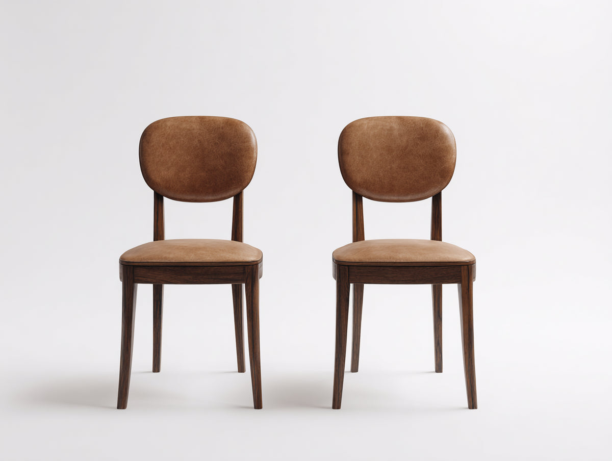Esszimmerstühle Kunstleder Holz 48x54x83 cm - Braun-Dunkelbraun - 2er Set gepolstert modernes Design