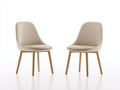 Esszimmerstühle Kunstleder und Massivholz 52x56x82 cm - Beige und Natur - 2er Set mit gepolsterter Sitzschale Modernes Design