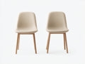 Esszimmerstühle Kunstleder Holz 48x54x84 cm - Beige-Natur - Modernes gepolstertes 2er Set mit hoher Rückenlehne