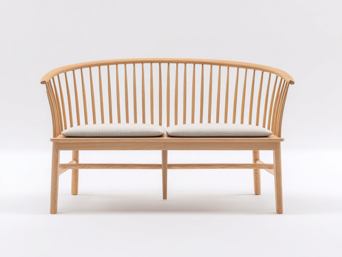 Gartenbank Holz 150x65x85 cm - Natur-Beige - 2-Sitzer mit 2 Sitzauflagen modernes Design
